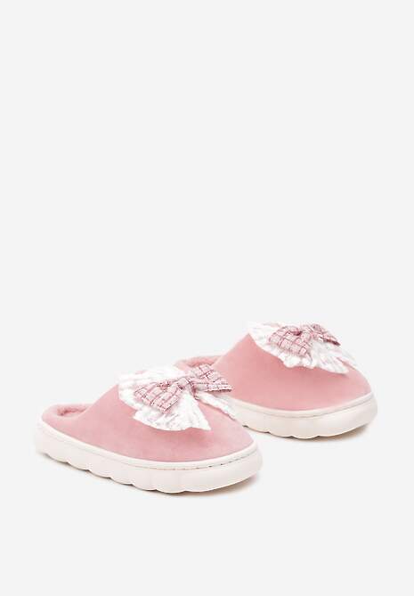 Różowe Kapcie Vices na Grubej Podeszwie z Ozdobną Kokardą Tinnella