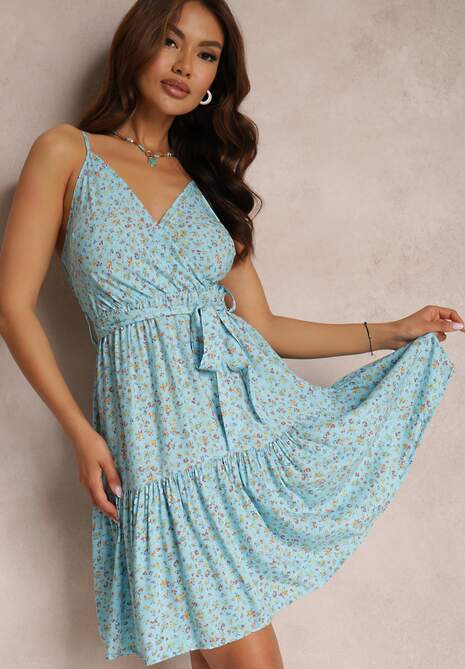 Niebieska Sukienka z Wiskozy Phoebamna