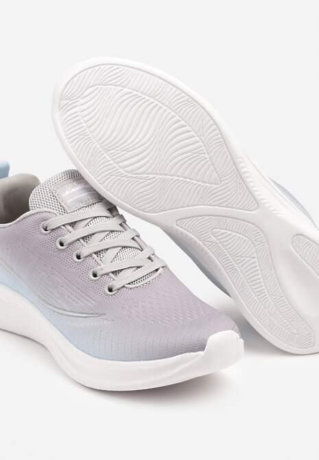 Szaro-Niebieskie Buty Sportowe Sneakersy Siateczkowe na Podeszwie z Pianki Rellica
