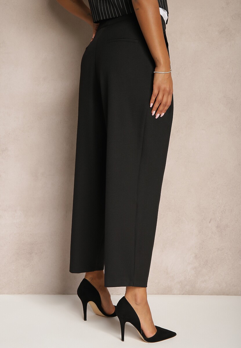 Czarne Spodnie o Garniturowym Fasonie High Waist Relessa