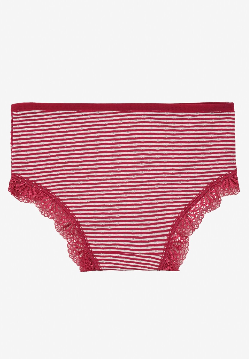 Bordowe Koronkowe Majtki Figi z Bawełny Kathrin