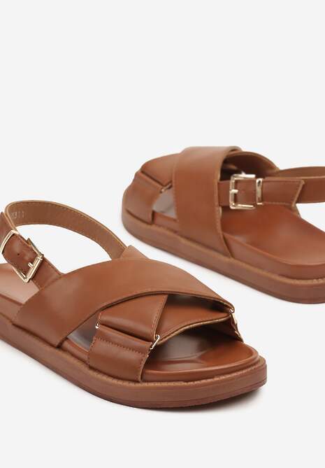 Brązowe Sandały z Geometrycznymi Paskami Tolirielle