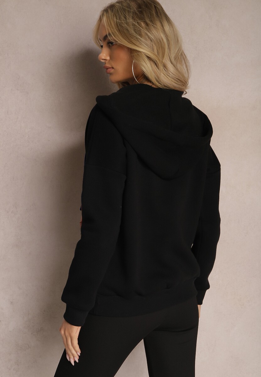 Czarna Bawełniana Bluza z Sznurkami i Kapturem Tyche