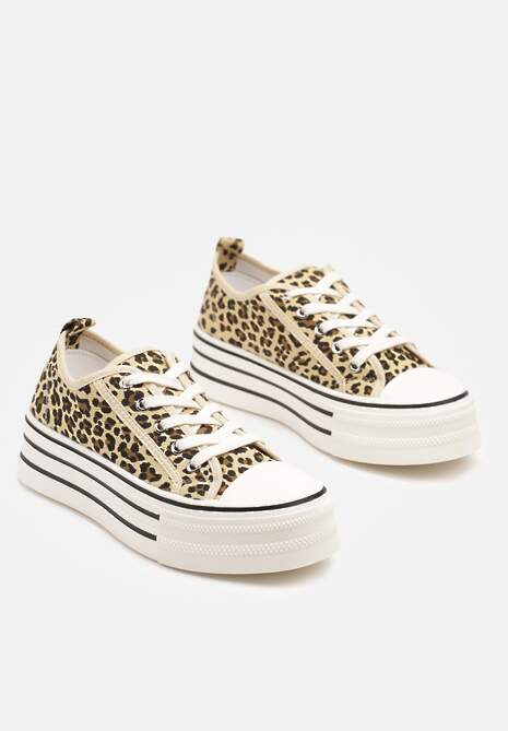 Panterkowe Trampki na Platformie Przed Kostkę Evelzivis