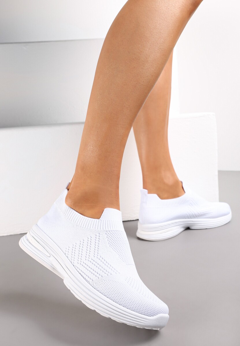 Białe Wsuwane Buty  Sportowe na Płaskiej Podeszwie Sheina