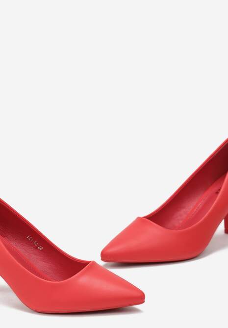 Czerwone Czółenka na Słupku ze Szpiczastym Noskiem Cerviella