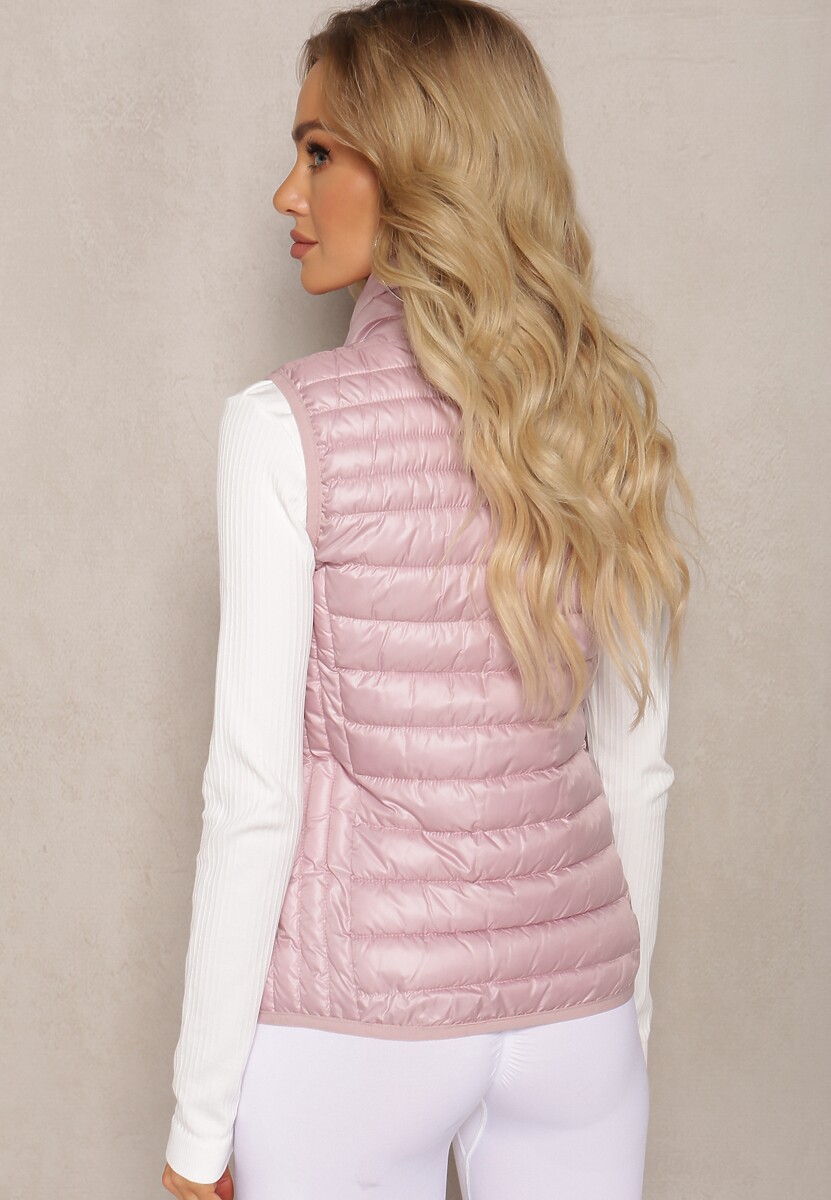 Różowa Kamizelka z Pikowaniem Bez Kaptura Bilettia