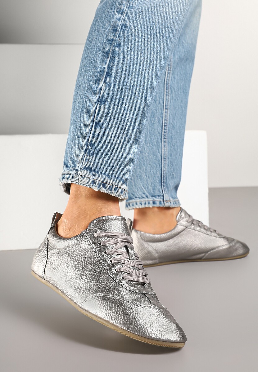 Beżowe Tenisówki bez Zdobień z Ekoskóry Verillis