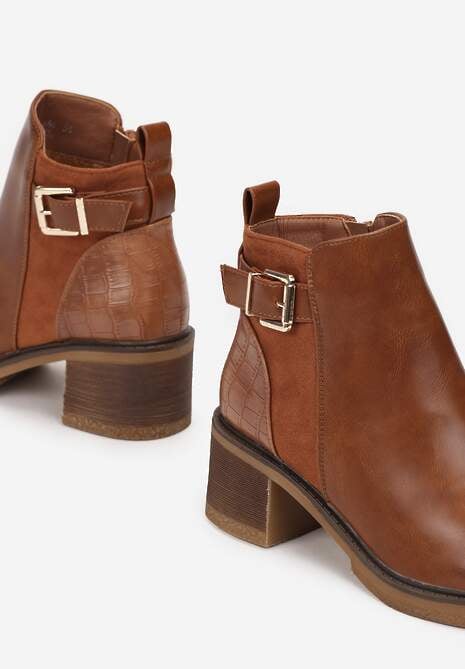 Brązowe Botki na Słupku Bersa