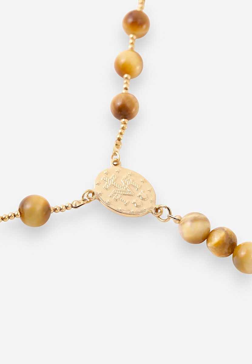 Brązowy Naszyjnik z Koralików i Ozdobnym Medalionem Lavendoni