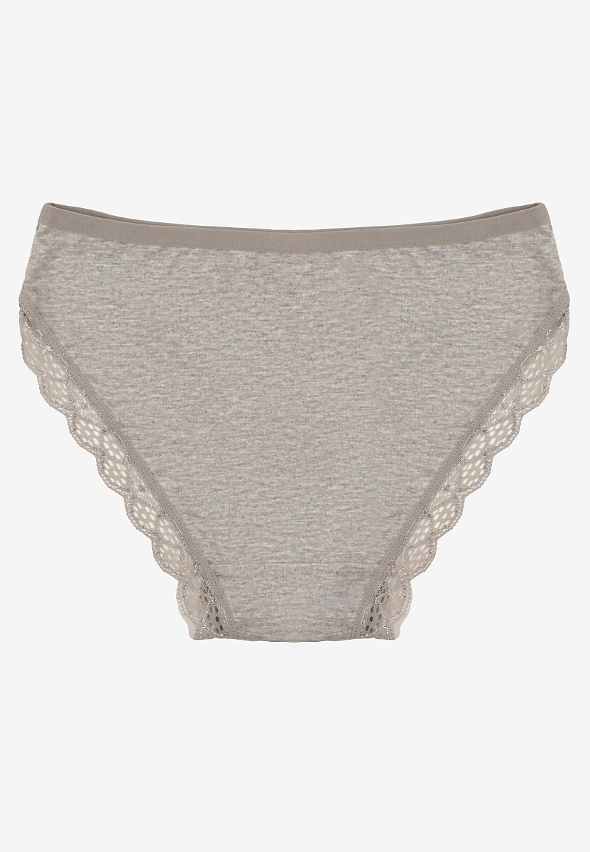Szare Majtki Figi z Koronką z Elastycznej Bawełny Wiabelia