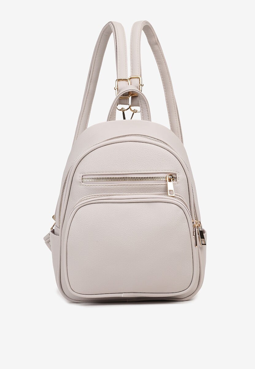 Szary Plecak na Suwak Wykończony Regulowanymi Odpinanymi Paskami Nelda