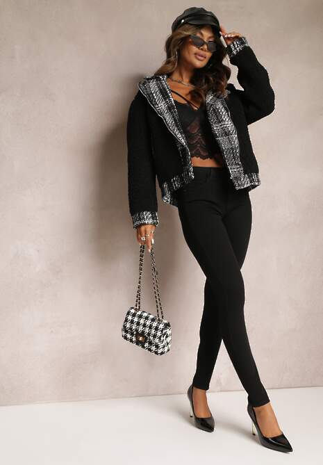 Czarne Jeansy o Fasonie Skinny Trikese