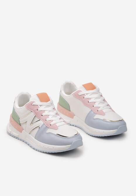 Biało-Niebieskie Sneakersy z Klasycznym Sznurowaniem i Wstawkami z Siateczki Veloraa