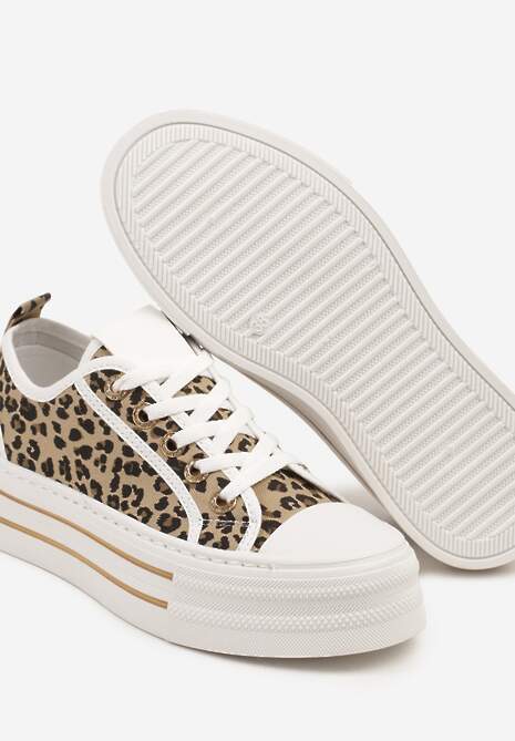 Panterkowe Trampki na Niskiej Platformie Ozdobione Cyrkoniami Felelith