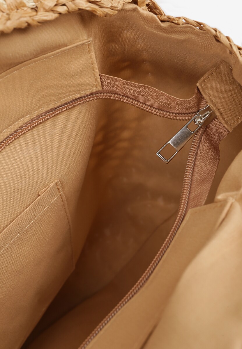 Ciemnobeżowa Pleciona Torebka w Stylu Boho Ulofina