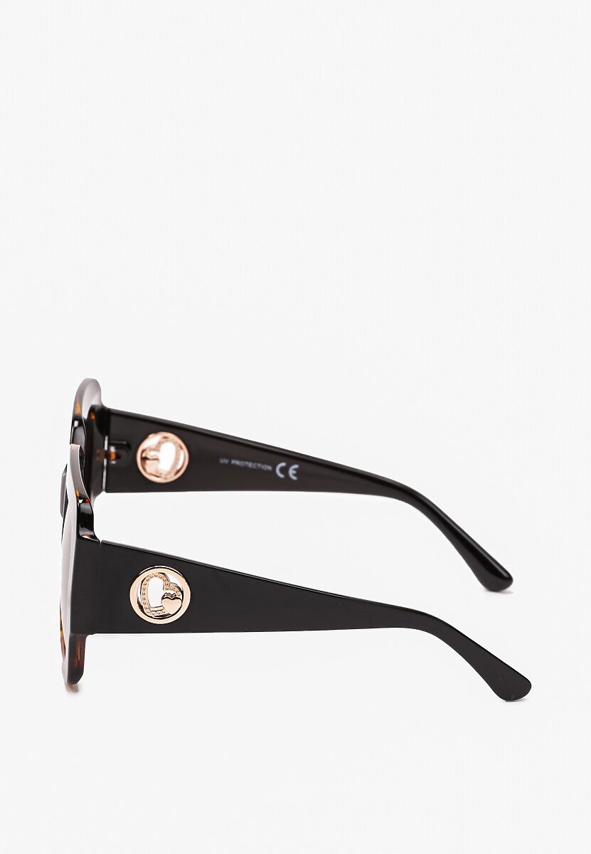 Brązowe Kwadratowe Okulary Przeciwsłoneczne z Aplikacją na Zausznikach Zetarua