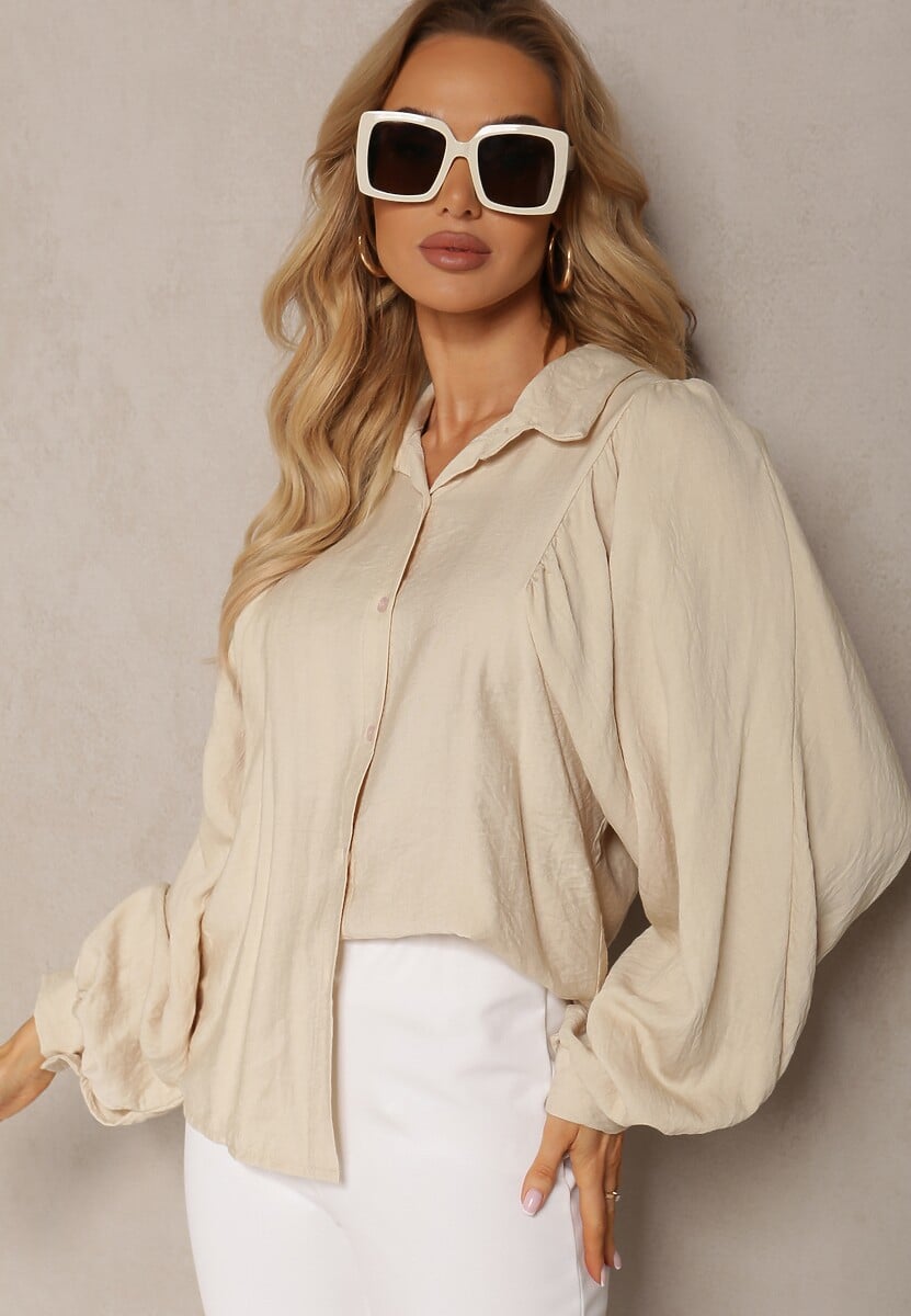 Jasnobeżowa Koszula Nietoperz z Wiskozą Caile