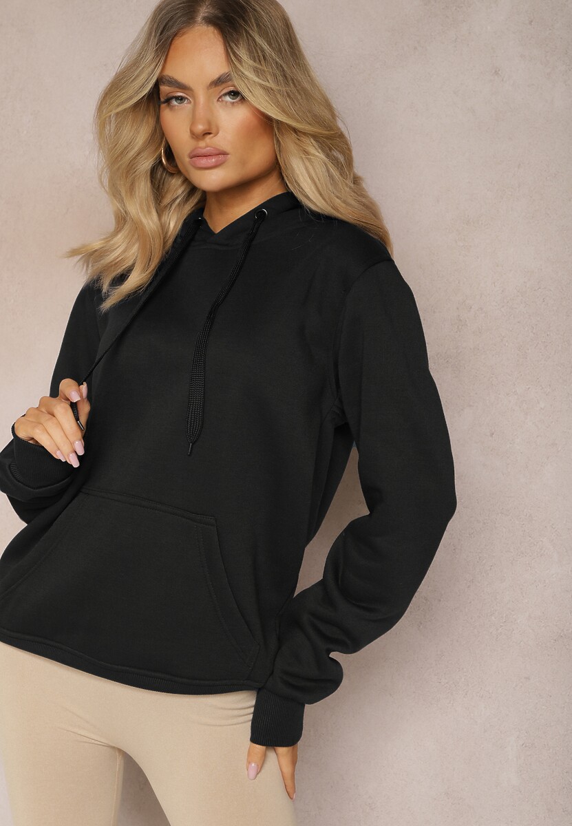 Ciemnozielona Klasyczna Bluza z Kapturem ze Ściągaczem Mozartia