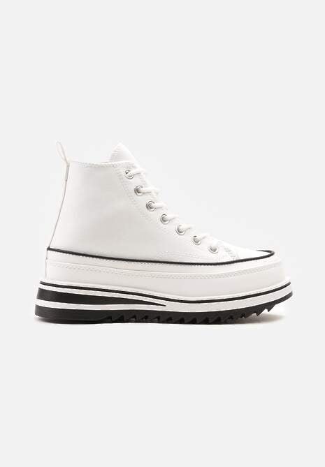 Białe Trampki na Wysokiej Platformie z Cholewką za Kostkę Anlitela