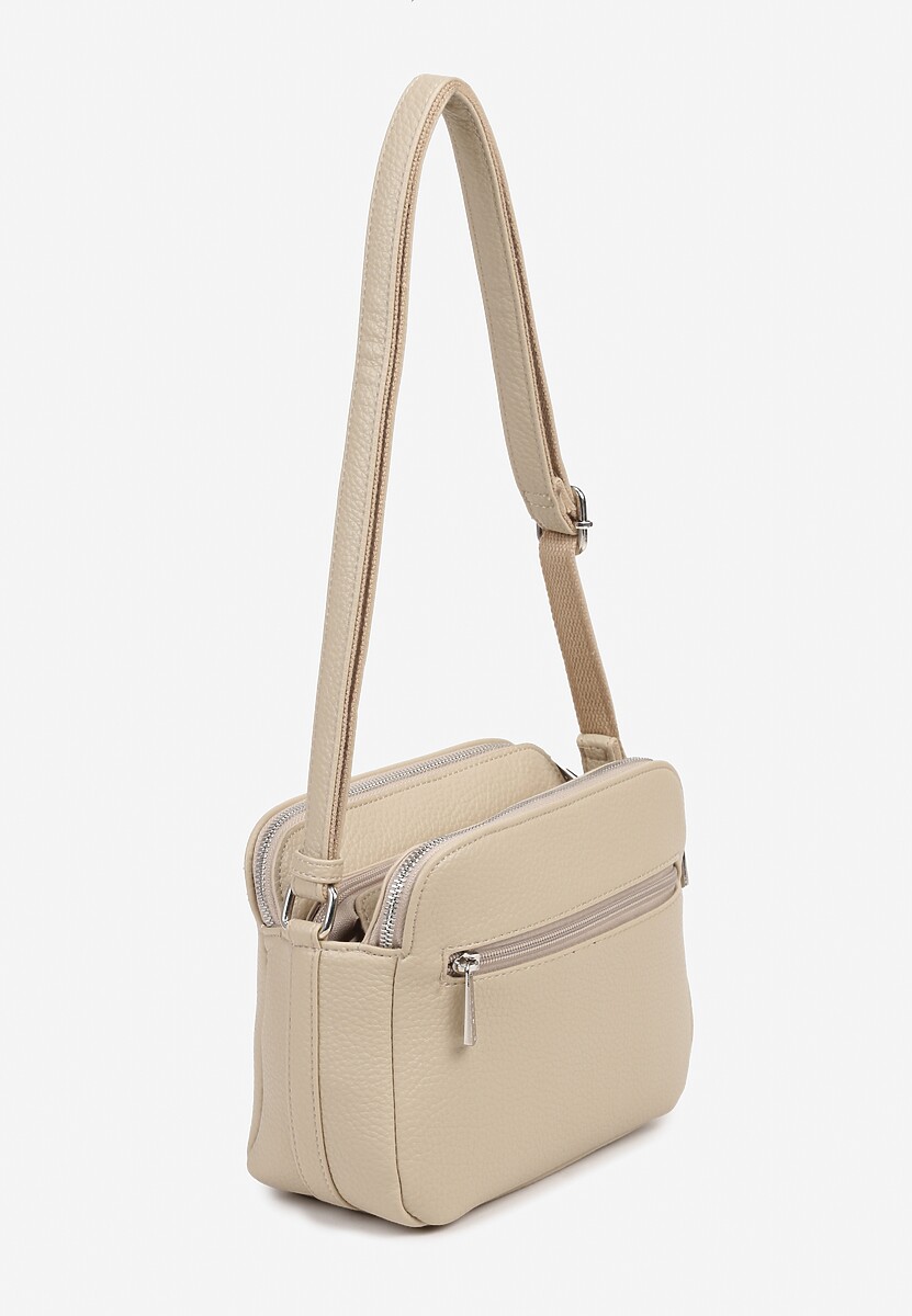 Jasnobeżowa Torebka Ozdobiona Metaliczną Aplikacją Tanarata