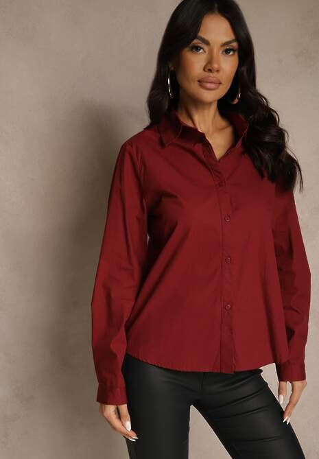 Bordowa Koszula z Bawełny o Klasycznym Fasonie Lilianesa