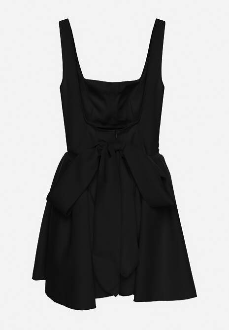 Czarna Sukienka na Ramiączkach o Rozkloszowanym Kroju Tastorea