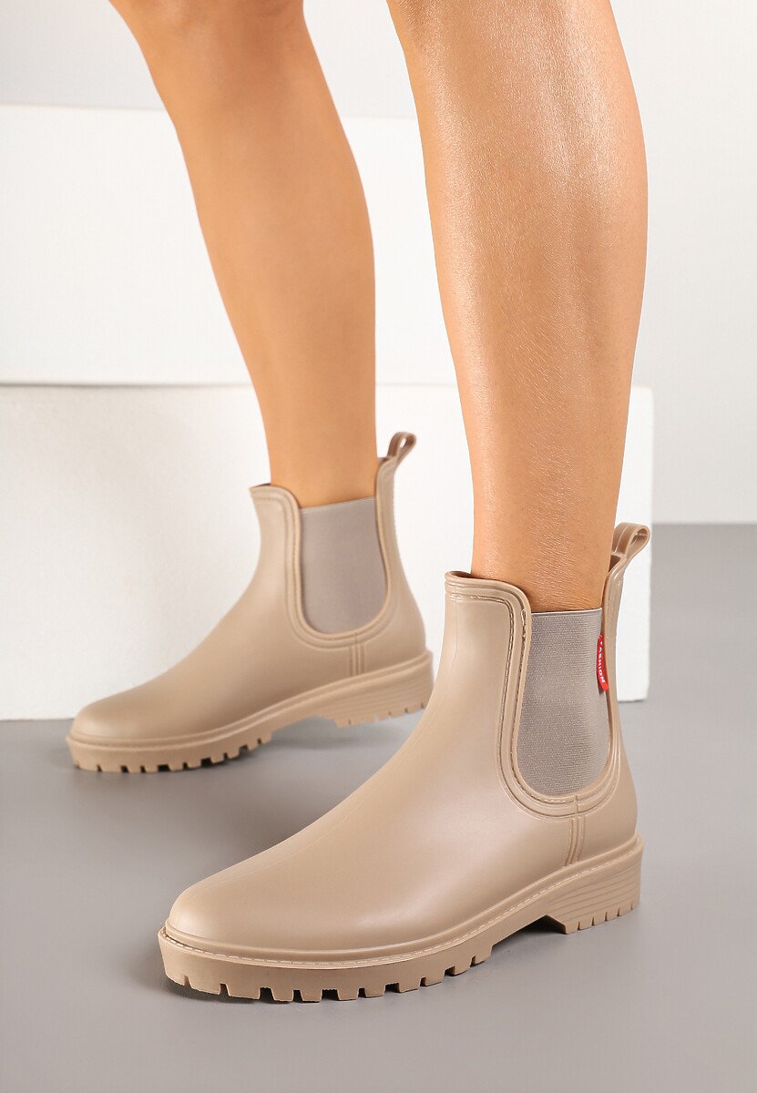 Beżowe Kalosze z Elastyczną Wstawką Erlexia
