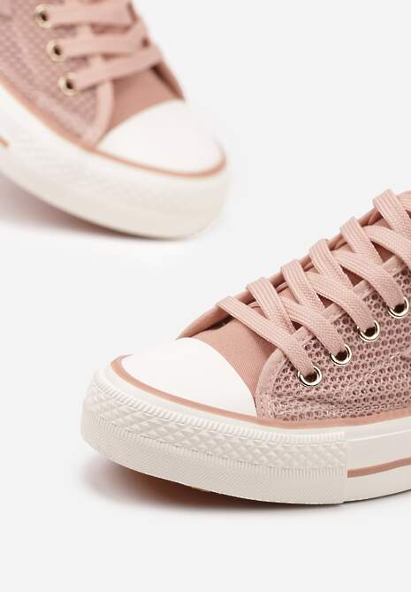 Różowe Szydełkowe Trampki o Klasycznym Fasonie Vovessa