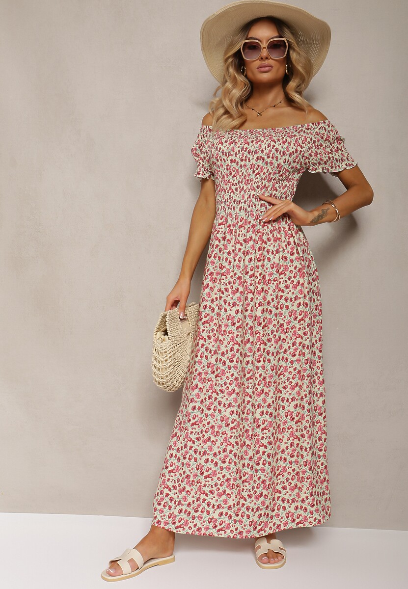 Różowo-Zielona Sukienka z Wiskozy Tariya