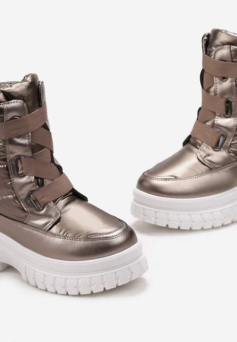 Brązowe Śniegowce na Grubej Podeszwie Kereza