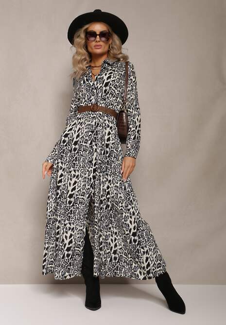 Szaro-Granatowa Sukienka Undihaneh