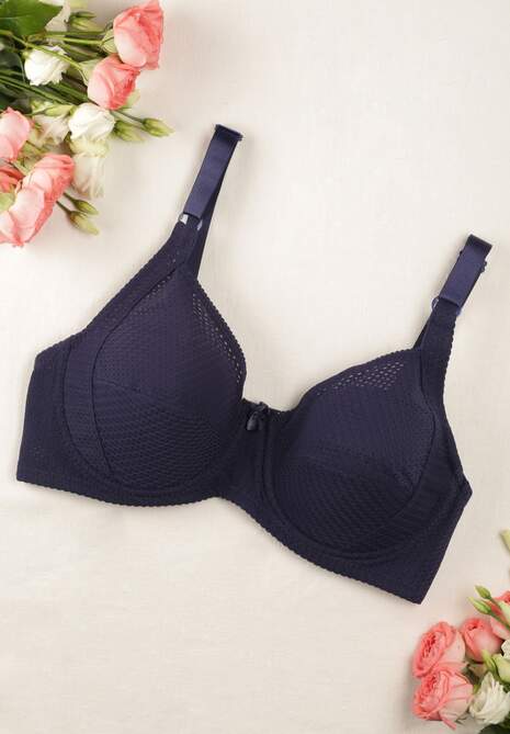 Granatowy Klasyczny Biustonosz z Regulowanymi Ramiączkami Imoni