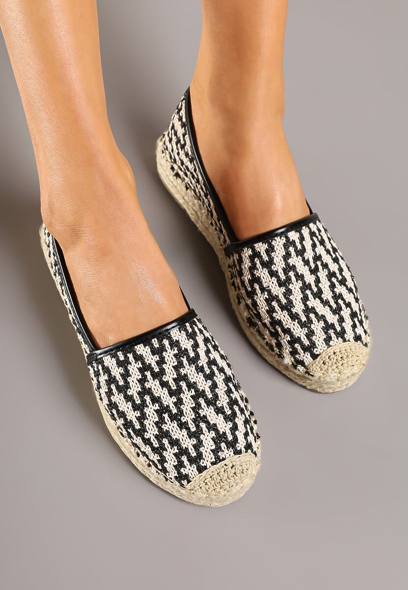 Czarne Espadryle z Plecionym Sznurkiem Nimiorra