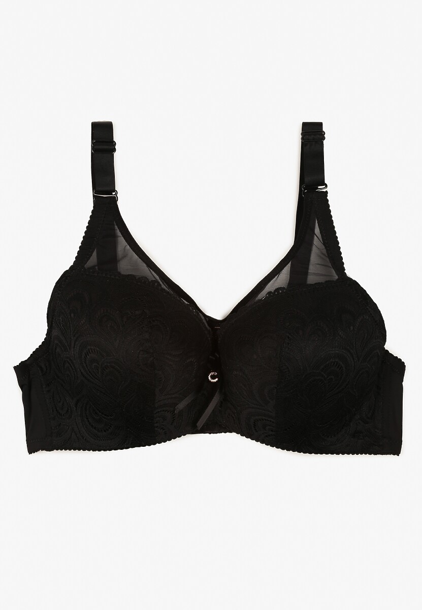 Czarny Biustonosz Full Cup z Regulowanymi Ramiączkami i Koronką Martinna