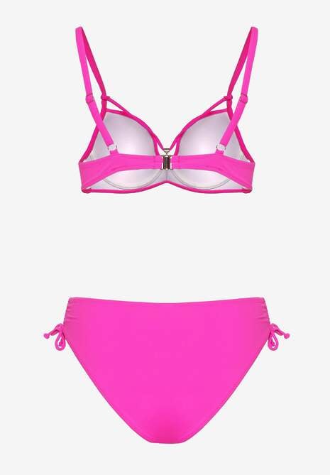 Fuksjowe Bikini Majtki Figi z Regulacją i Biustonosz z Ozdobą Natrissa
