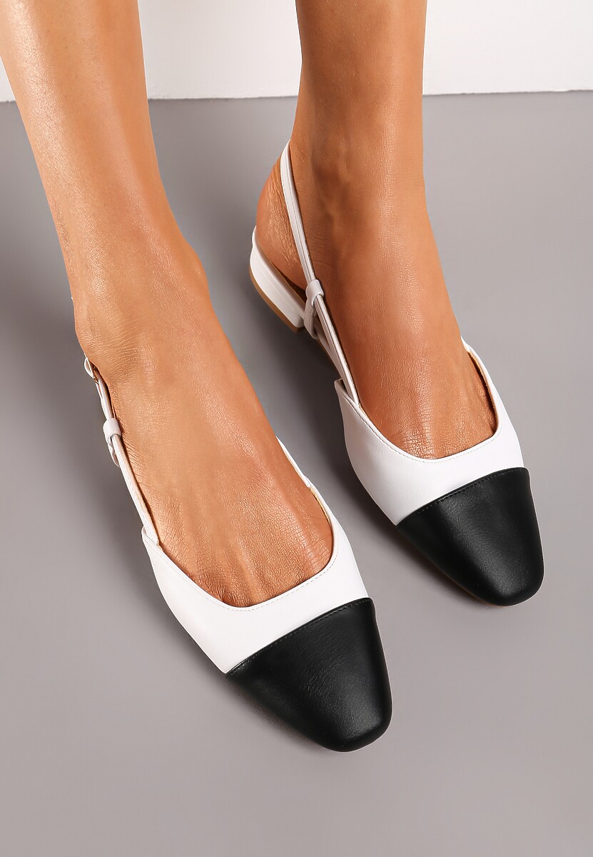 Białe Klasyczne Sandały na Płaskiej Podeszwie bez Pięty Zapinane przy Kostce Sadria