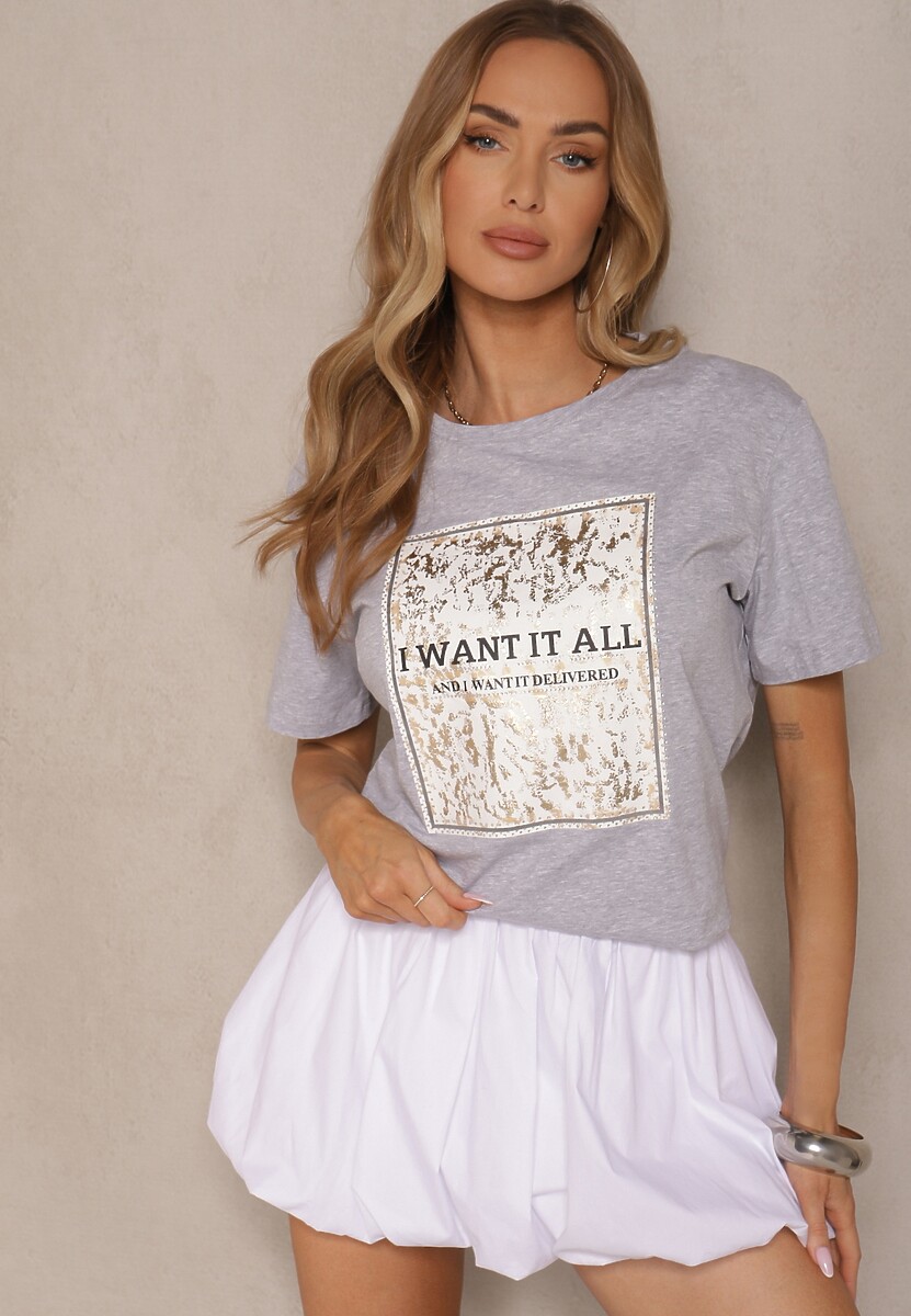 Czarny T-shirt z Bawełny z Nadrukiem Tellanis