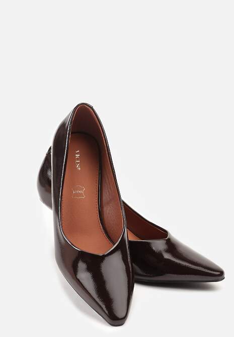 Brązowe Eleganckie Czółenka Vices na Klepsydrze ze Skórzaną Wkładką Dedvire