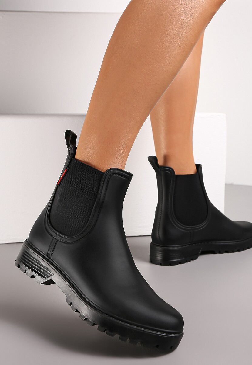 Czarne Kalosze Sztyblety z Wstawkami Alemeda