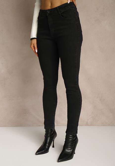 Czarne Jeansy o Fasonie Skinny Push Up Vosea