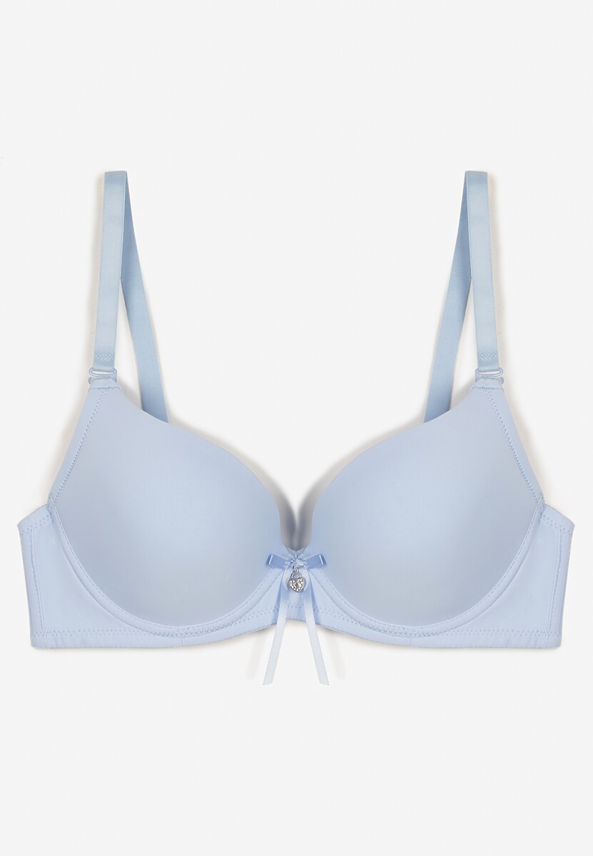 Biały Biustonosz z Efektem Push Up Zdobiony Kokardką Idalunea