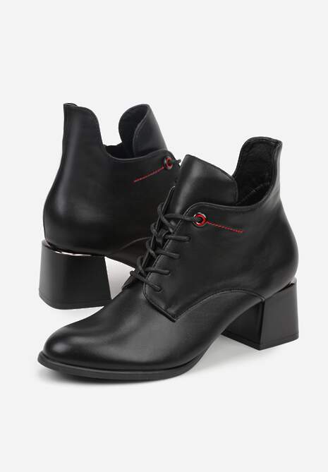 Czarne Asymetryczne Botki VICES na Obcasie ze Sznurowaną Cholewką Zalles