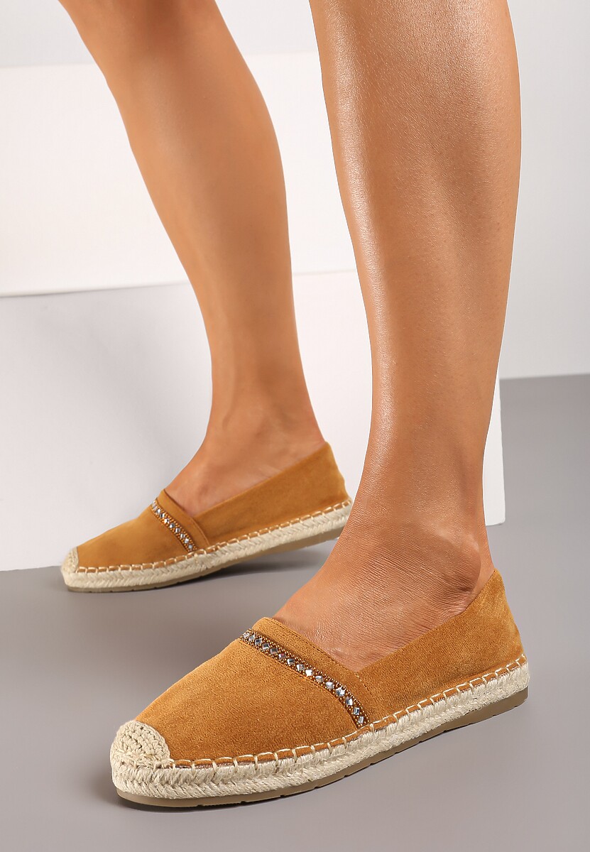 Brązowe Espadryle z Plecionym Noskiem i Podeszwą Effielle