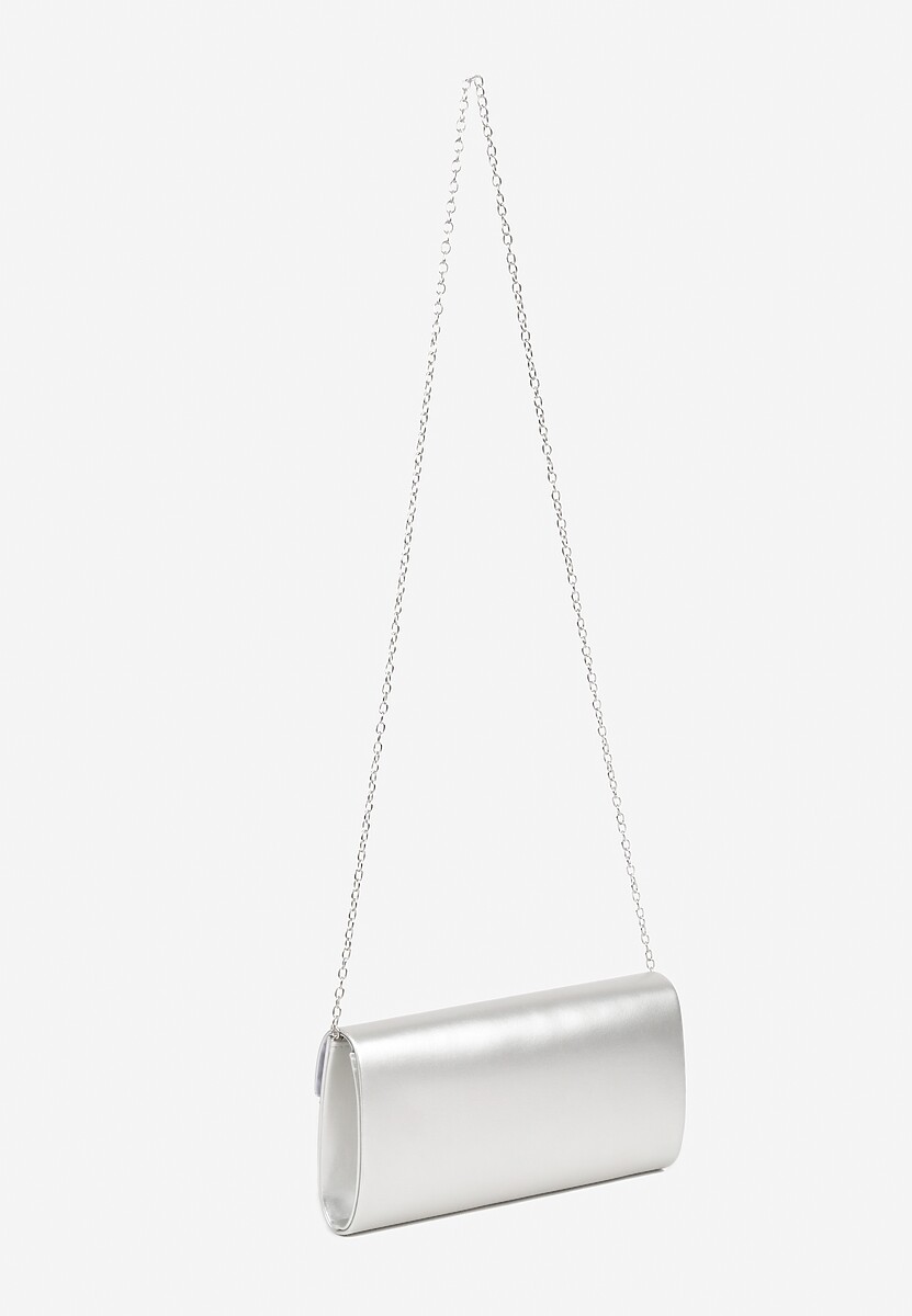 Srebrna Elegancka Torebka Kopertówka z Łańcuszkiem Pasenela