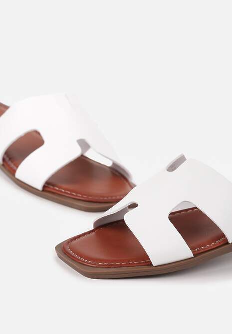 Białe Casualowe Klapki z Geometryczną Cholewką Sallasena