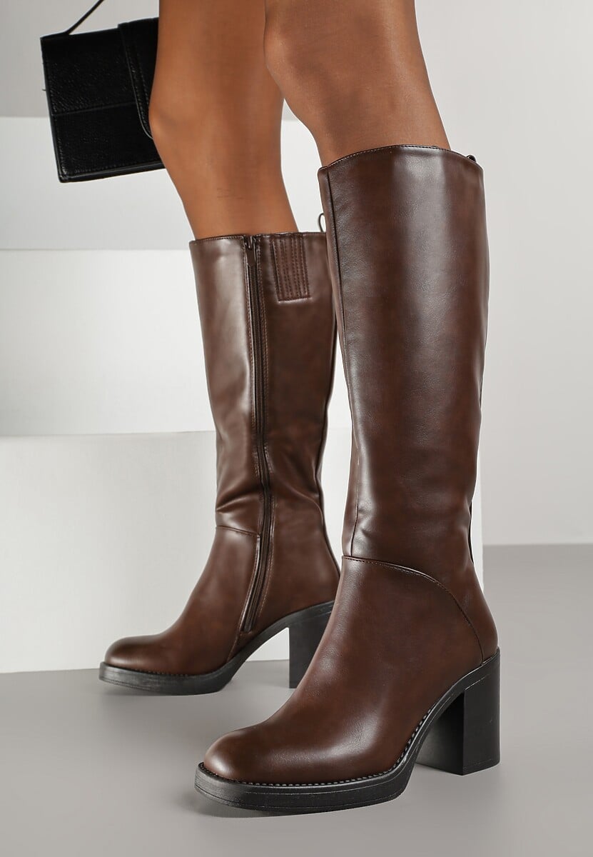 Brązowe Kozaki na Słupku przed Kolano Cindria