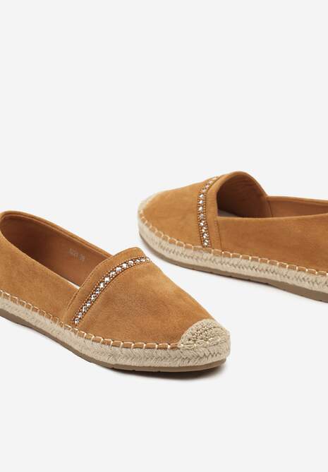 Brązowe Espadryle z Plecionym Noskiem i Podeszwą Effielle