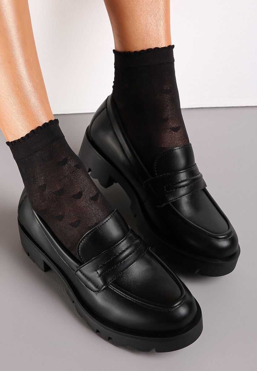 Czarne Mokasyny z Wkładką ze Skóry Naturalnej Tzipora