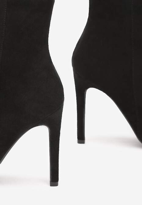 Czarne Botki na Szpilce ze Szpiczastym Noskiem Phaedronia